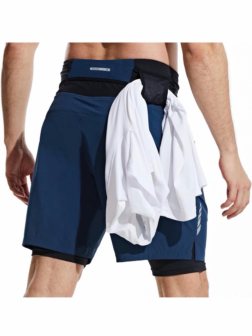 Discontinued Baleaf Men's Blue Large Athletic Shorts with Built-In Liner